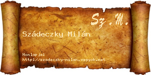 Szádeczky Milán névjegykártya