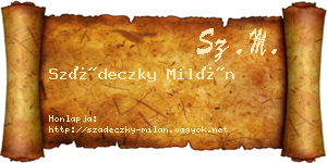 Szádeczky Milán névjegykártya