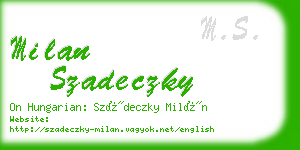 milan szadeczky business card